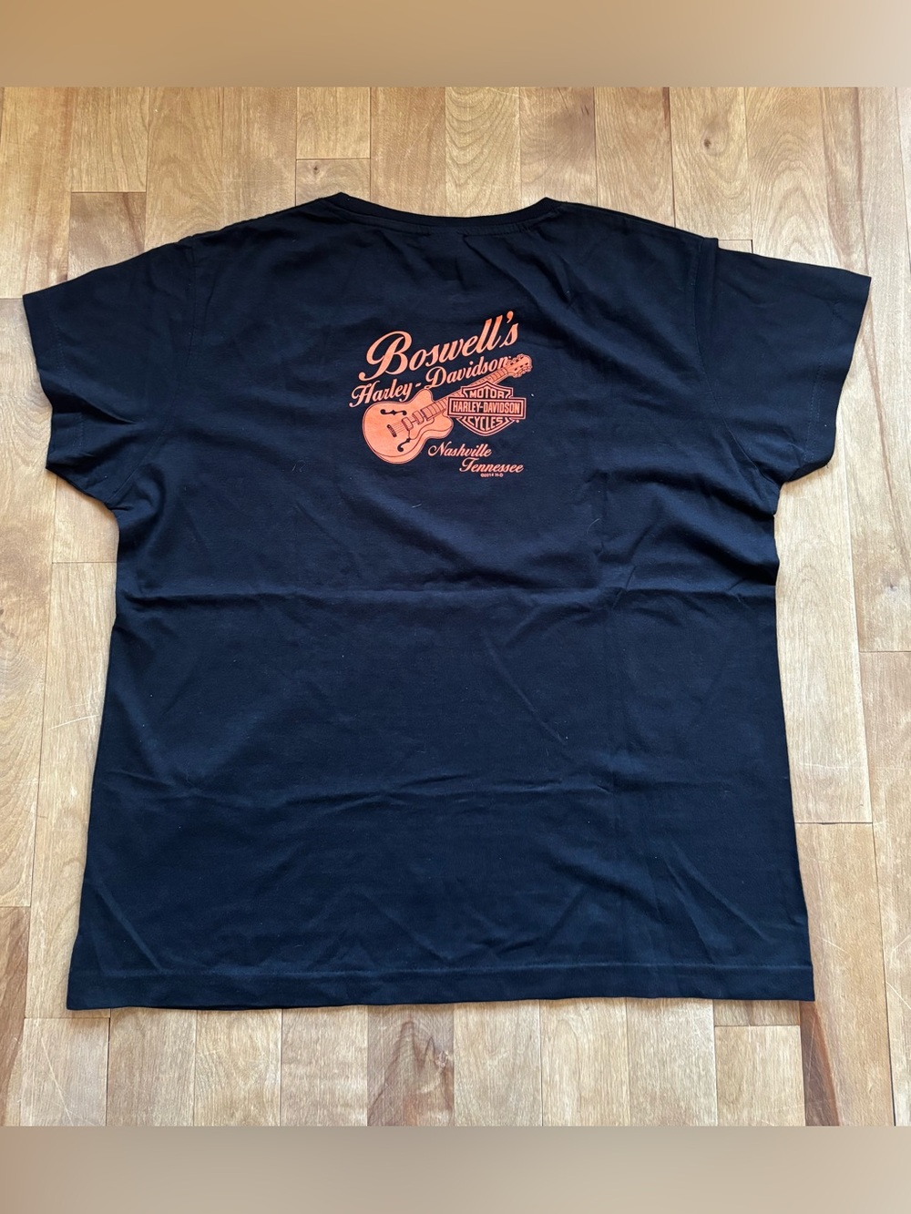 Harley-Davidson Black Rhinestone Logo Women's Tee with Orange and Silver Accents - Picture 5 of 6
